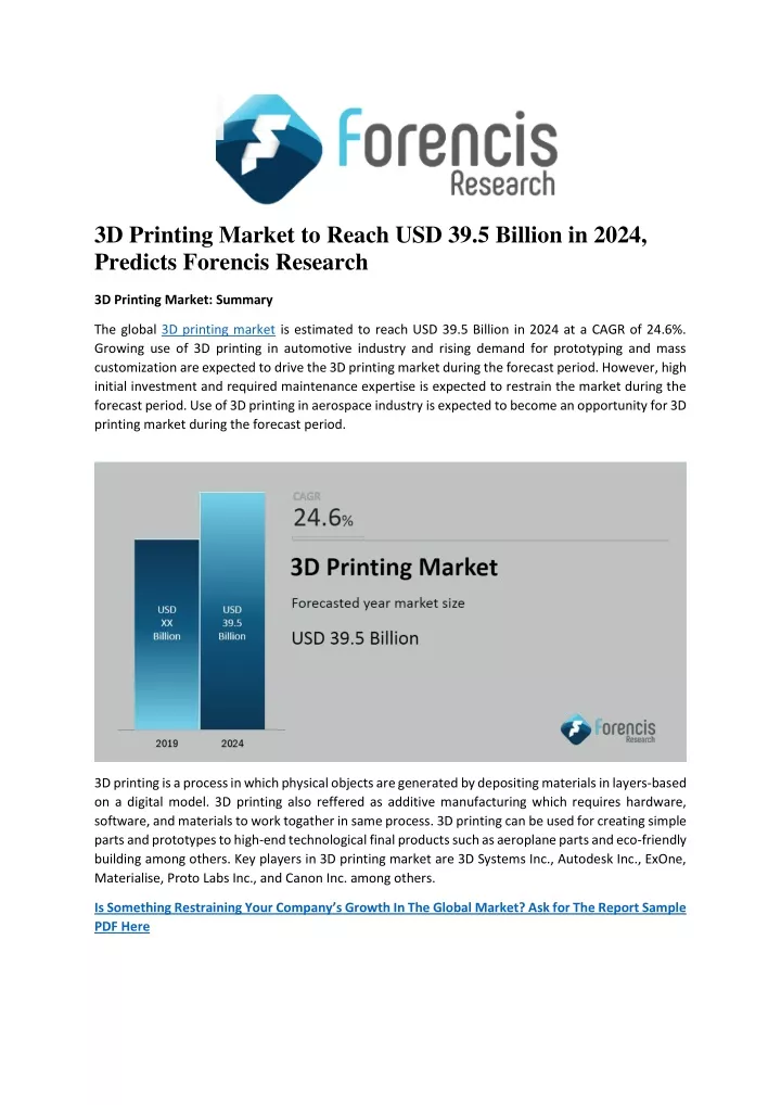3d printing market to reach usd 39 5 billion