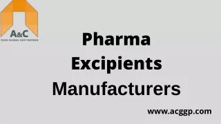 Pharma Excipients Manufacturers