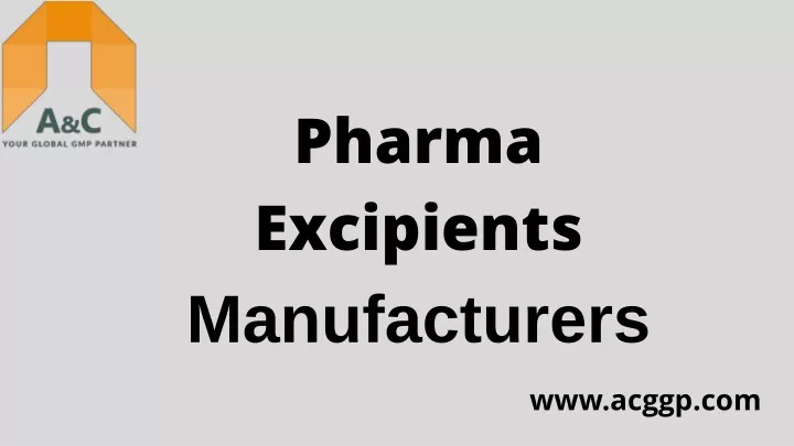 pharma excipients manufacturers