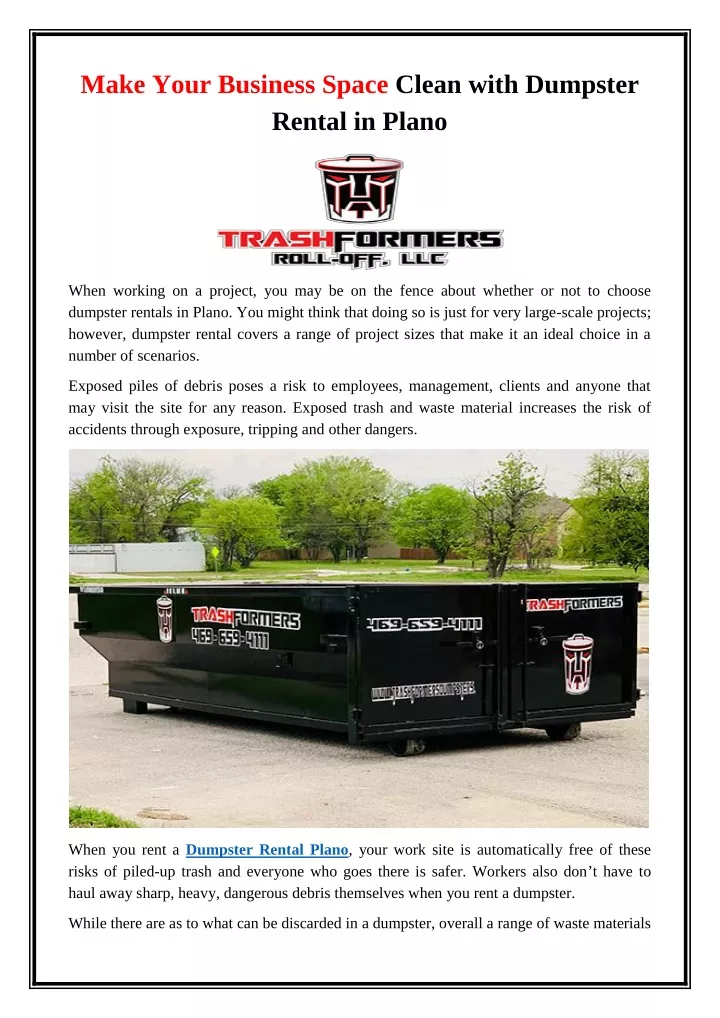 make your business space clean with dumpster