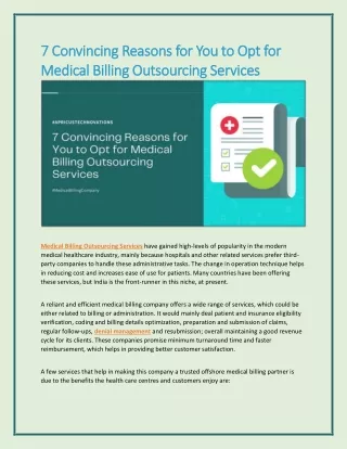 7 Convincing Reasons for You to Opt for Medical Billing Outsourcing Services