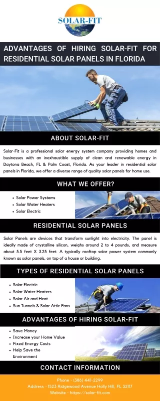 Advantages of Hiring Solar-Fit for Residential Solar Panels in Florida