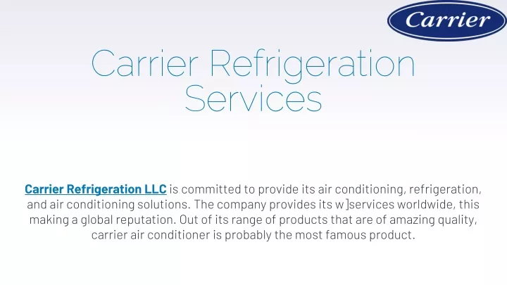 carrier refrigeration services