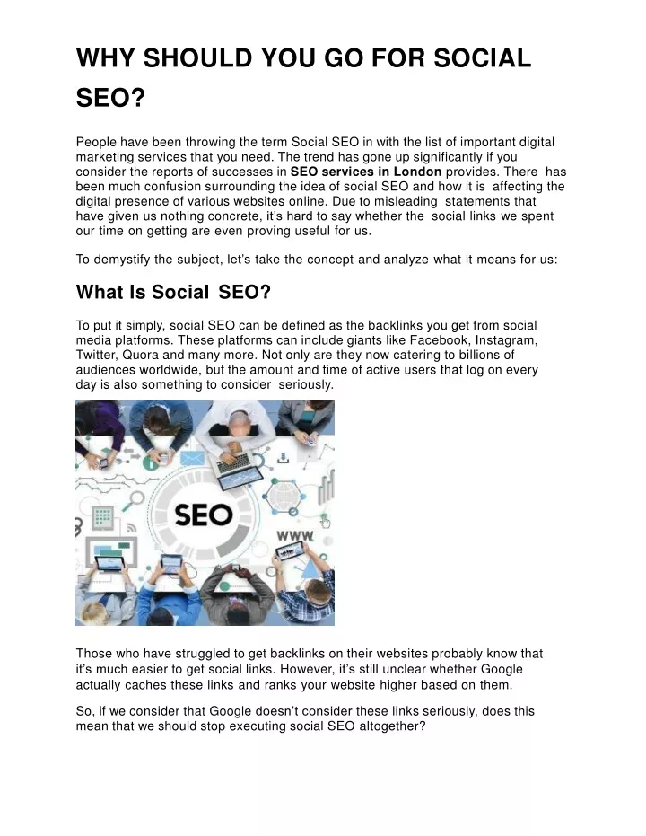 why should you go for social seo
