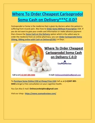 Where To Order Cheapest Carisoprodol Soma Cash on Delivery***C.0.D?