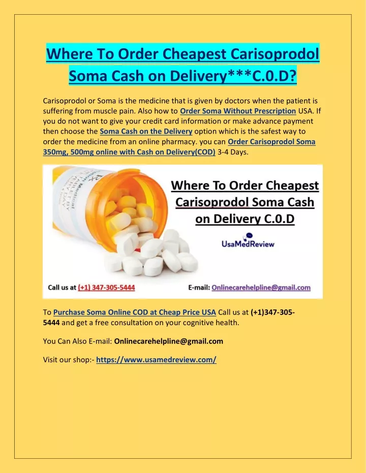 where to order cheapest carisoprodol soma cash