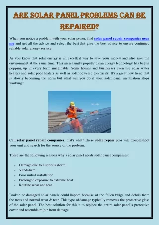 are solar panel problems can be are solar panel