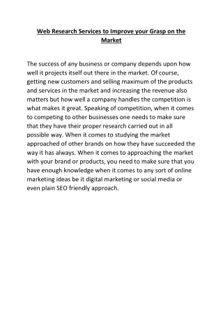 web research services to improve your grasp