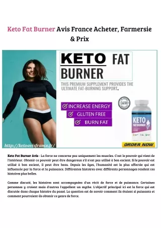 Keto Fat Burner Avis France Acheter, Farmersie & Prix