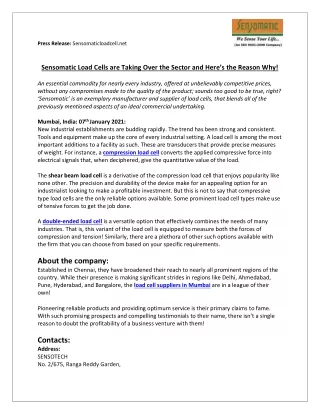 press release sensomaticloadcell net