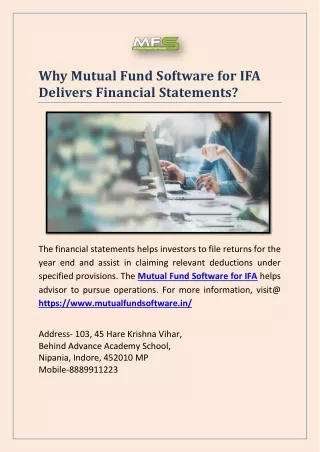 why mutual fund software for ifa delivers