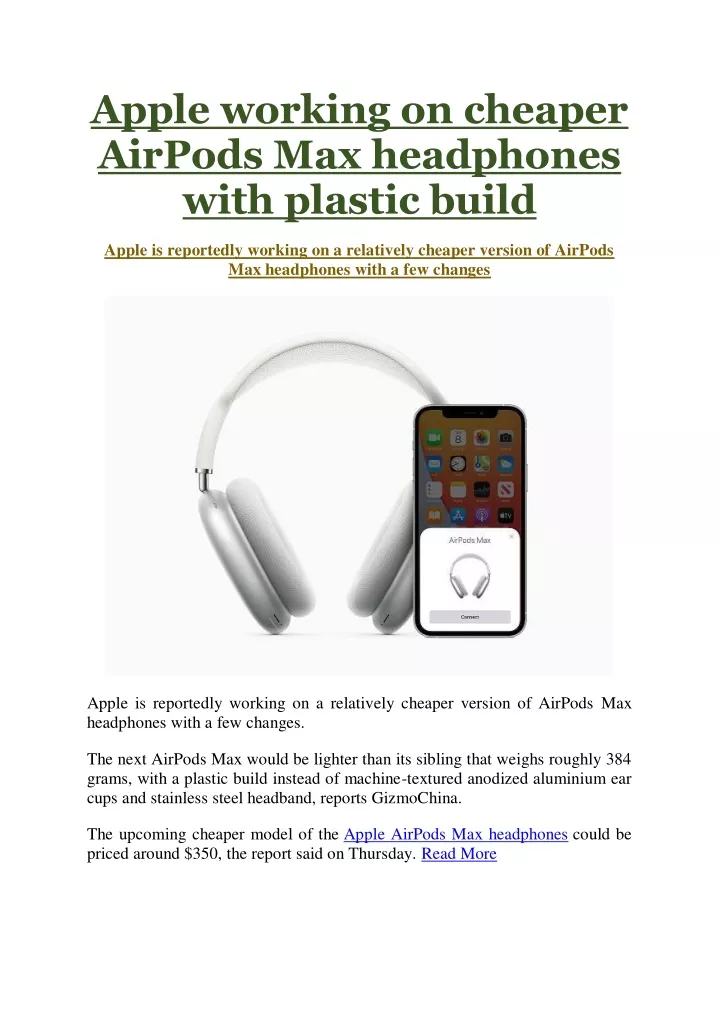 apple working on cheaper airpods max headphones