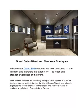 Grand Seiko Miami and New York Boutiques