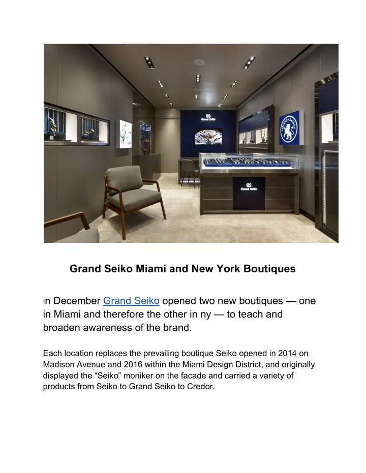 grand seiko miami and new york boutiques