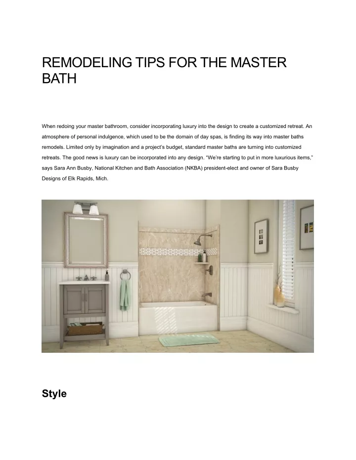 remodeling tips for the master bath