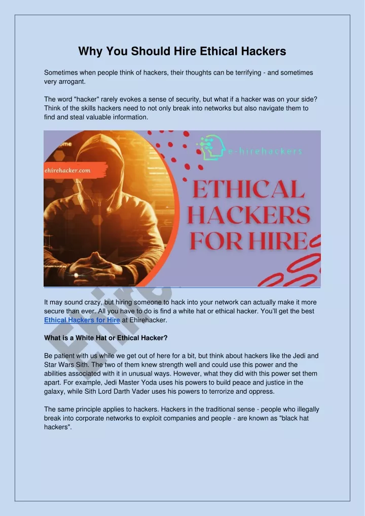 why you should hire ethical hackers