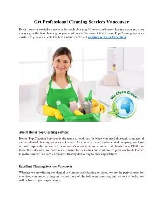 Get Professional Cleaning Services Vancouver