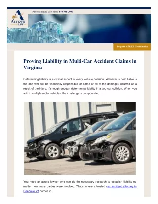 Proving Liability in Multi-Car Accident Claims in Virginia