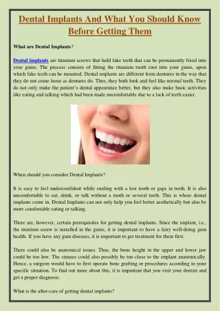 dental implants and what you should know before