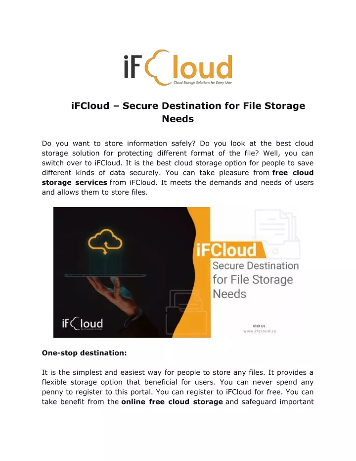 ifcloud secure destination for file storage needs
