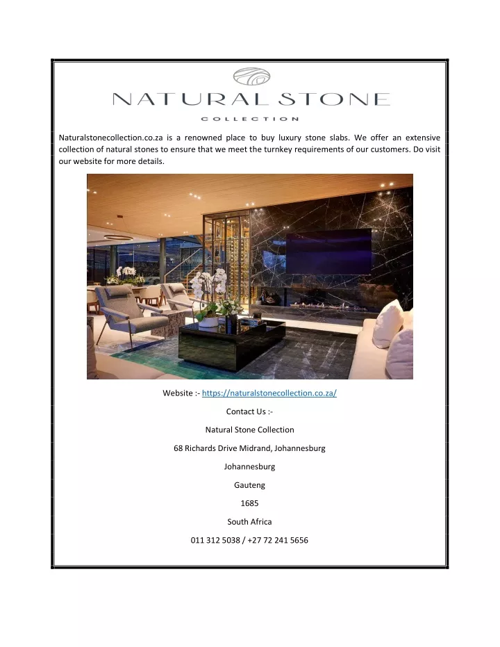 naturalstonecollection co za is a renowned place