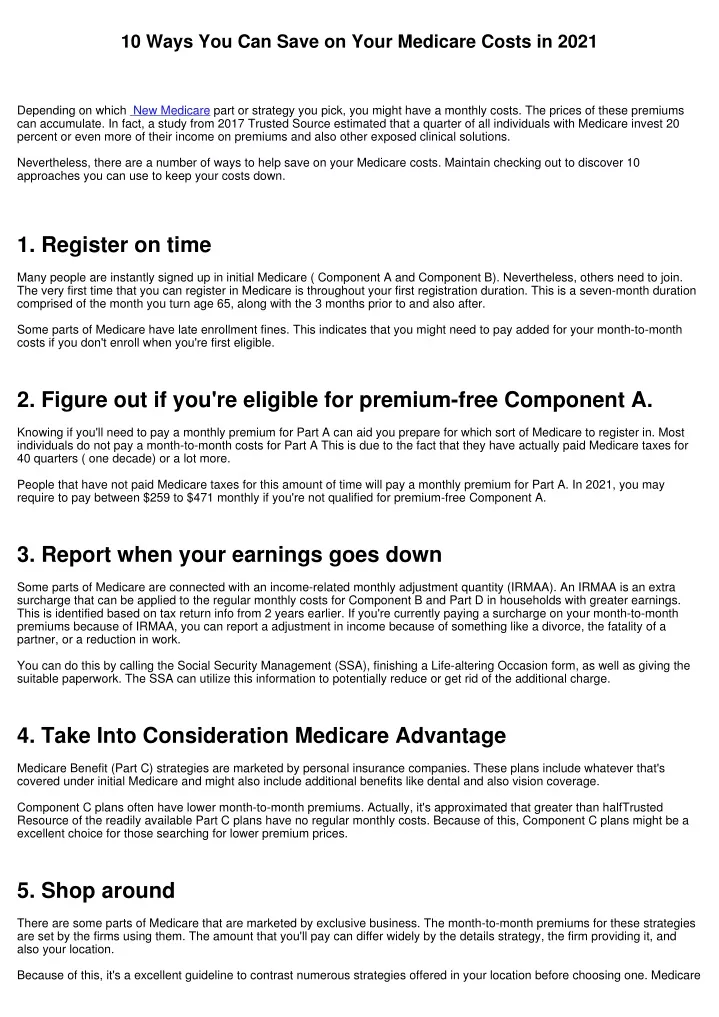 10 ways you can save on your medicare costs
