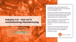 IoT For Manufacturing