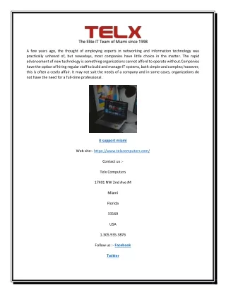 It Support Miami | Telx Computers