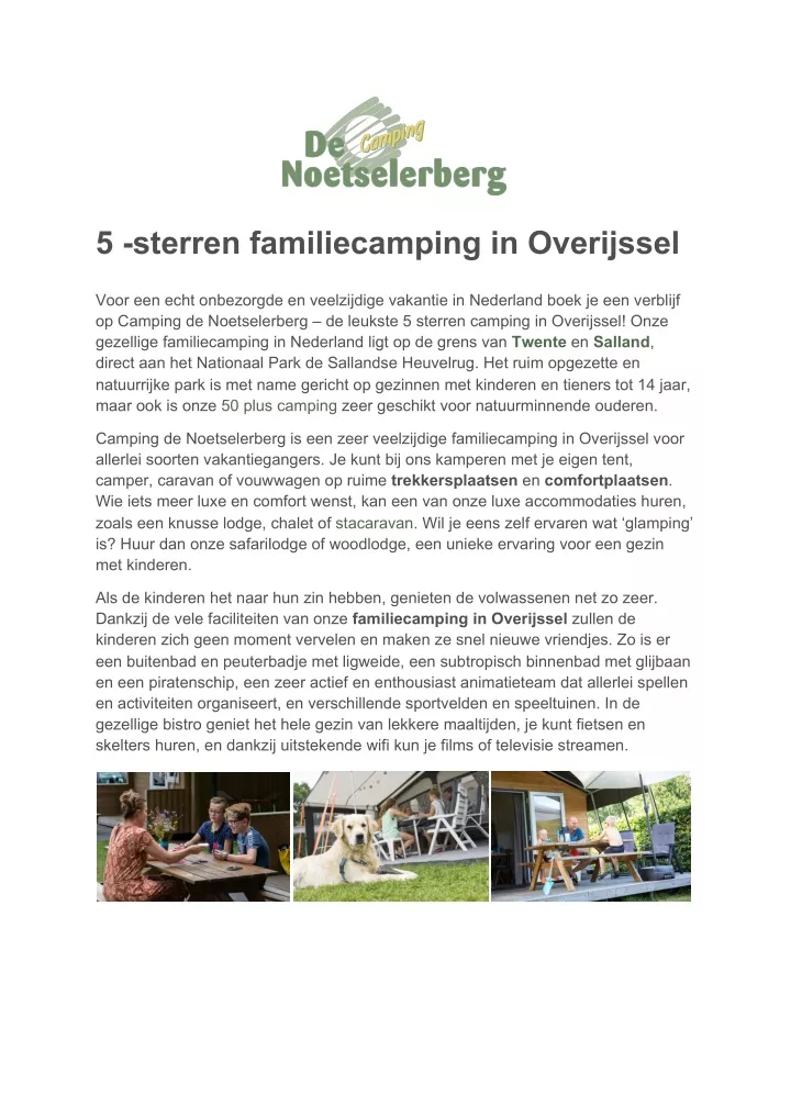 5 sterren familiecamping in overijssel