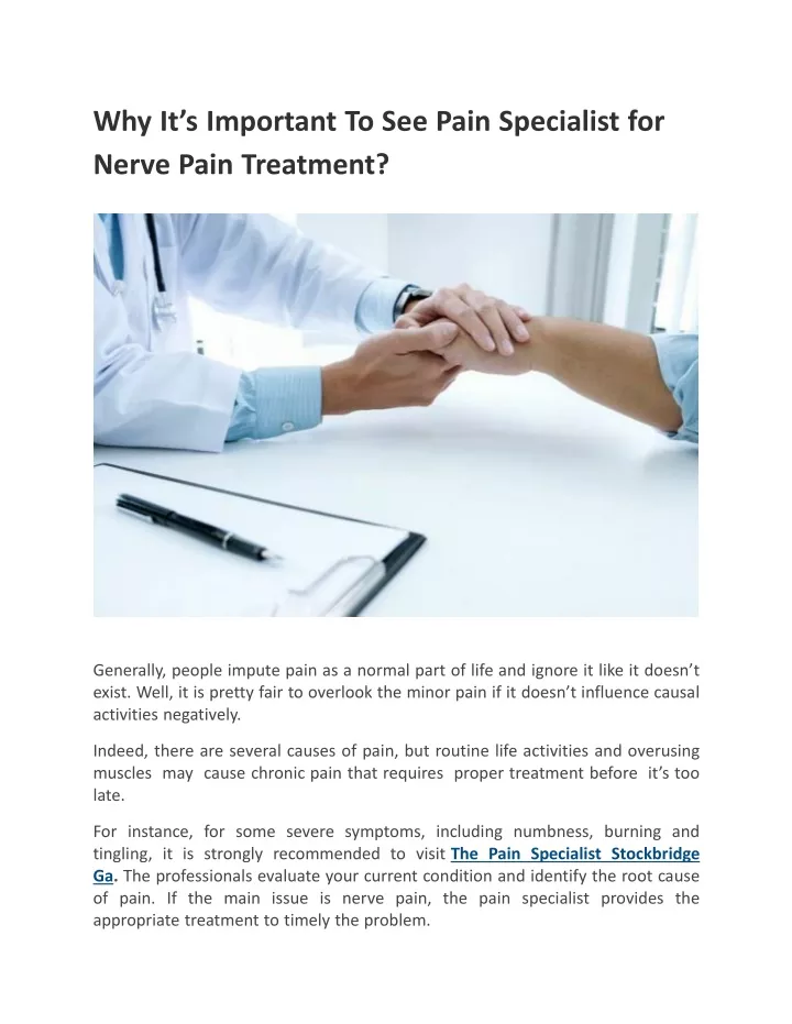 why it s important to see pain specialist