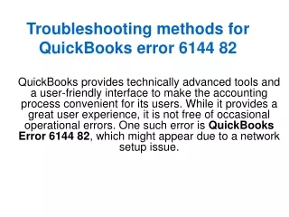 Troubleshooting methods for QuickBooks error 6144 82