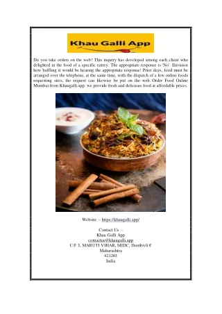 Order Food Online Mumbai | Khaugalli.app