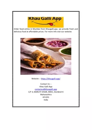 Order Online Food in Mumbai | Khaugalli.app