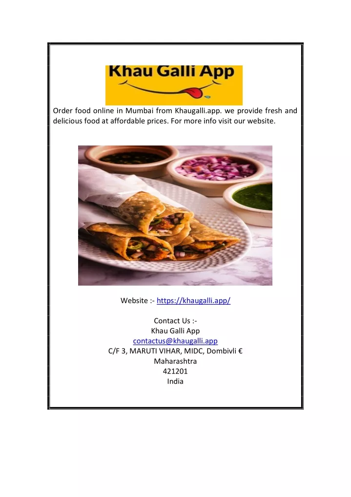 order food online in mumbai from khaugalli