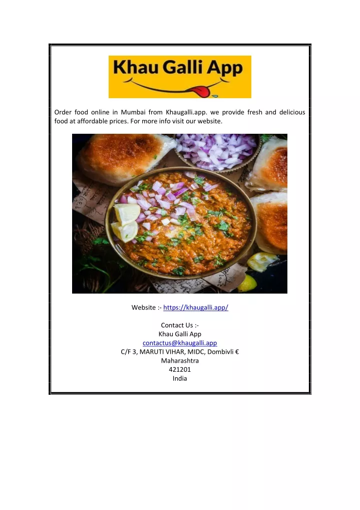 order food online in mumbai from khaugalli