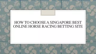 How To Choose A Singapore Best Online Horse Racing Betting Site
