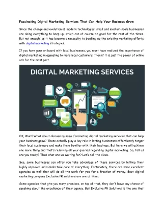 Fascinating Digital Marketing Services That Can Help Your Business Grow