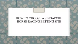 How To Choose A Singapore Horse Racing Betting Site