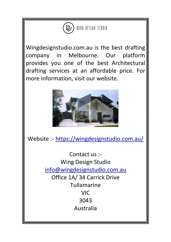 wingdesignstudio com au is the best drafting