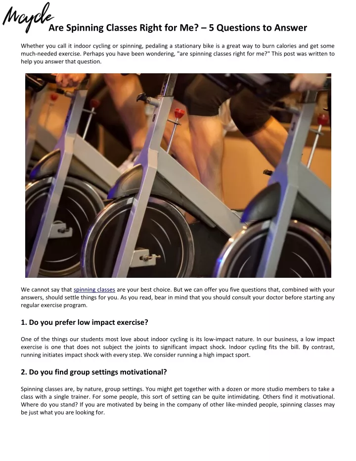 are spinning classes right for me 5 questions