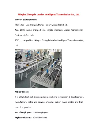 Ningbo Zhongda Leader Intelligent Transmission Co.,Ltd.