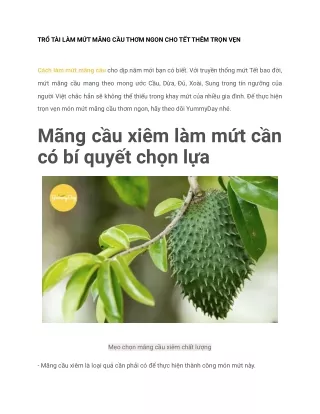 CÁCH LÀM MỨT MÃNG CẦU