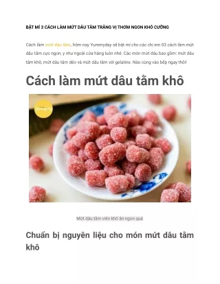 Cách làm mứt dâu tằm