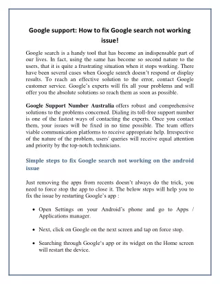 google support how to fix google search