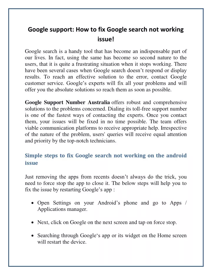 google support how to fix google search