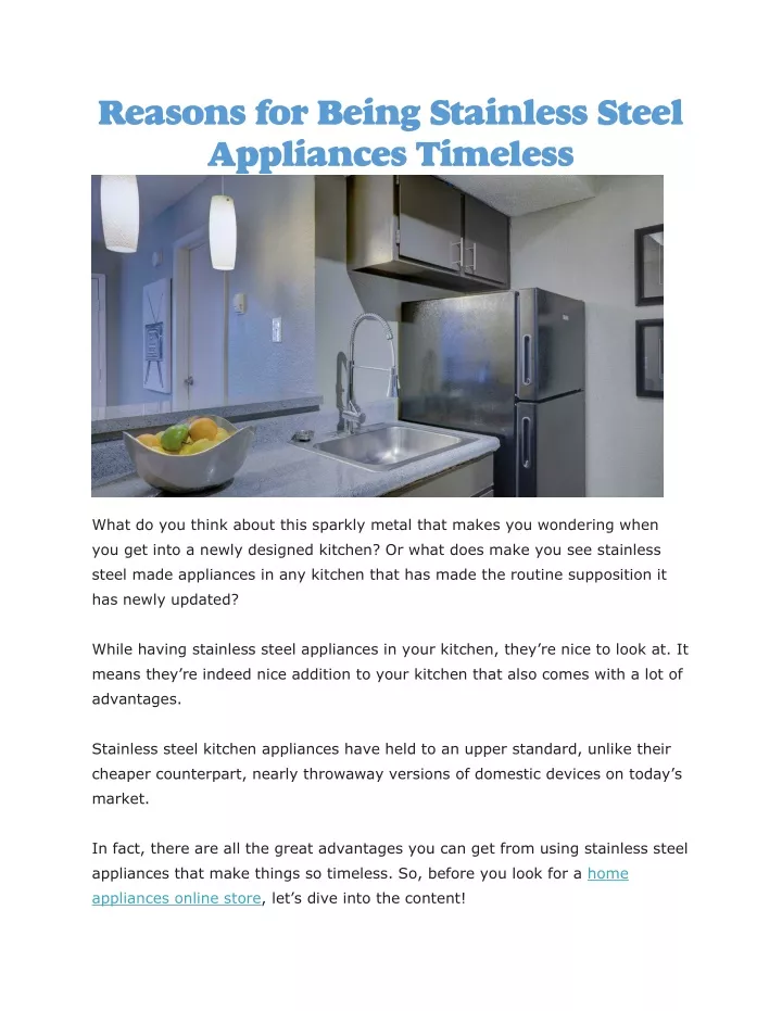 reasons for being stainless steel appliances