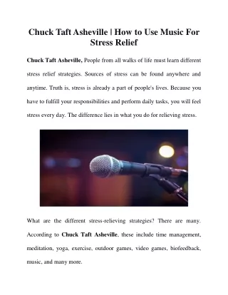 Chuck Taft Asheville - How to use music for stress relief at home