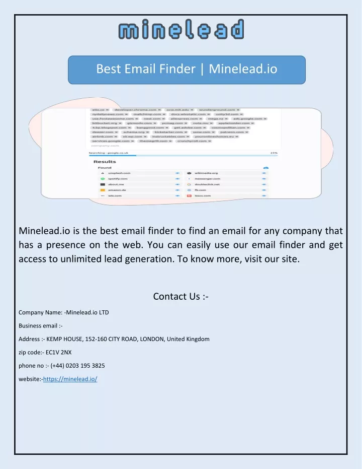 best email finder minelead io
