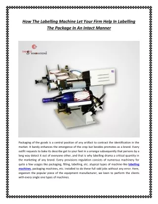 how the labelling machine let your firm help