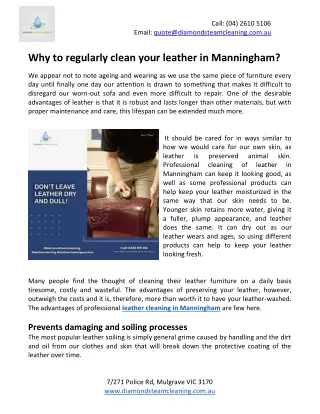 Why to regularly clean your leather in Manningham?